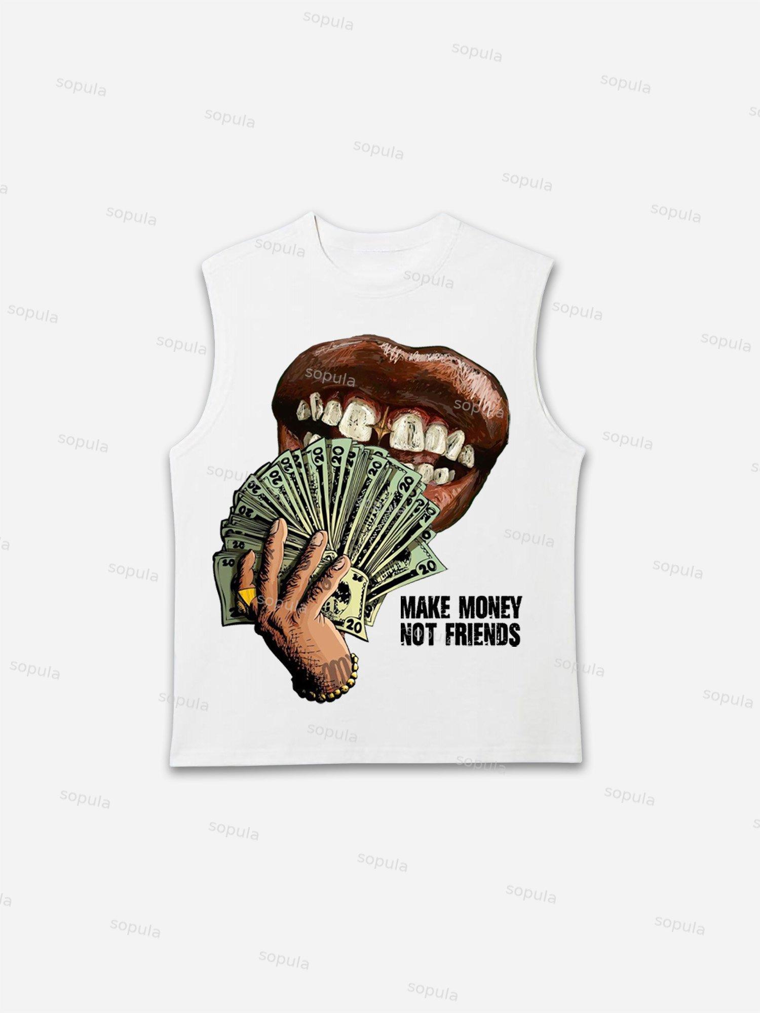 Make Money Not Friends Graffiti Illustration Graphic Vest Product Image