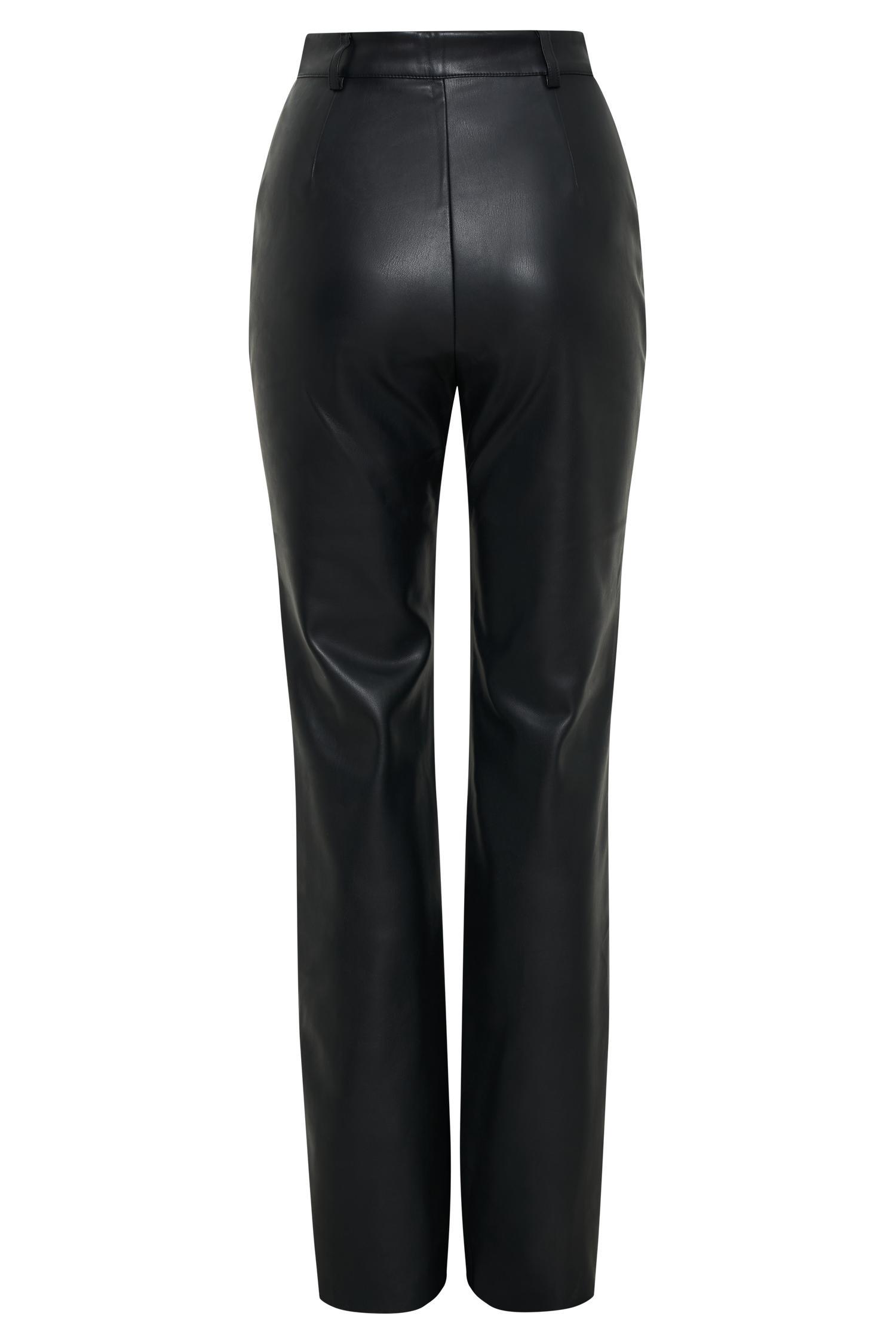 Tyra Straight Leg Faux Leather Pants - Black Product Image
