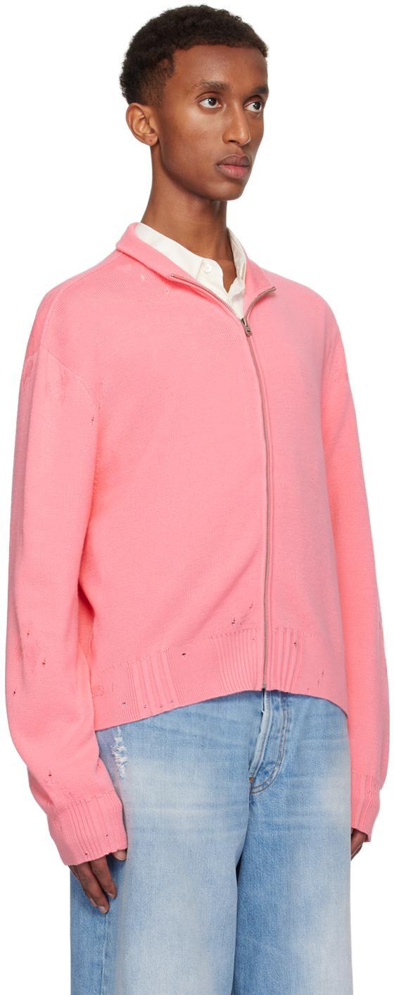 ACNE STUDIOS Distressed Wool-blend Cardigan In 415 Pink Product Image
