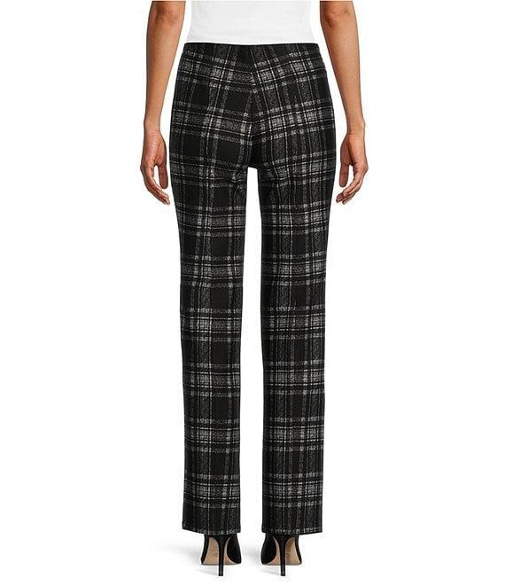 Slim Factor by Investments Ponte Knit No Waist Slim Straight New York Plaid Pants Product Image