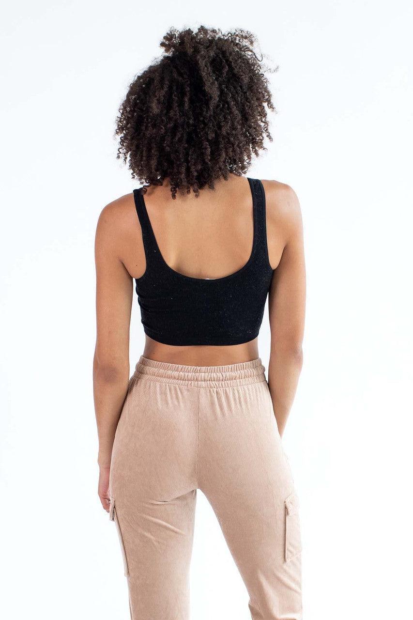 Black Seamless Henley Tank Top Product Image
