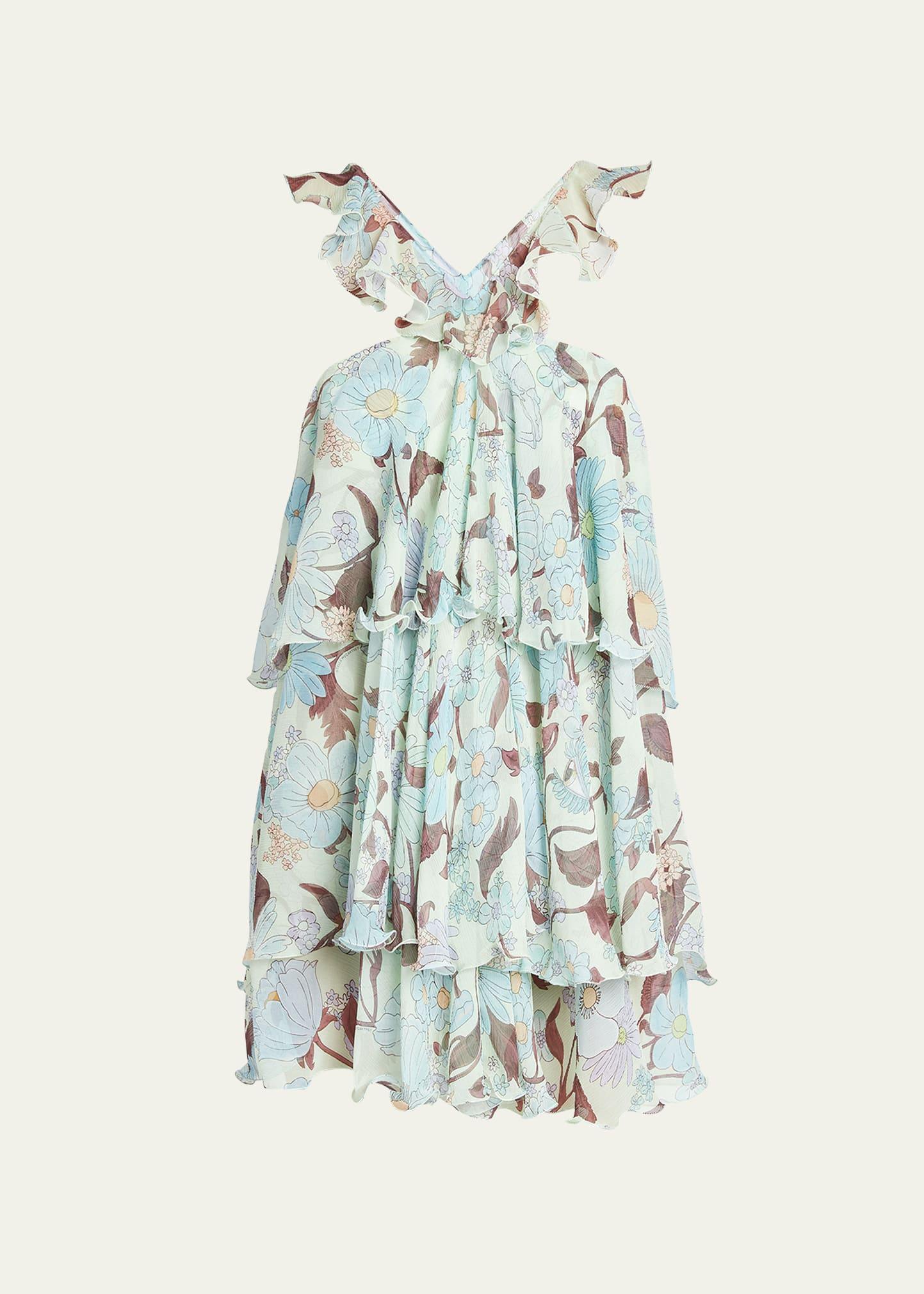 Womens Garden-Print Silk Minidress Product Image