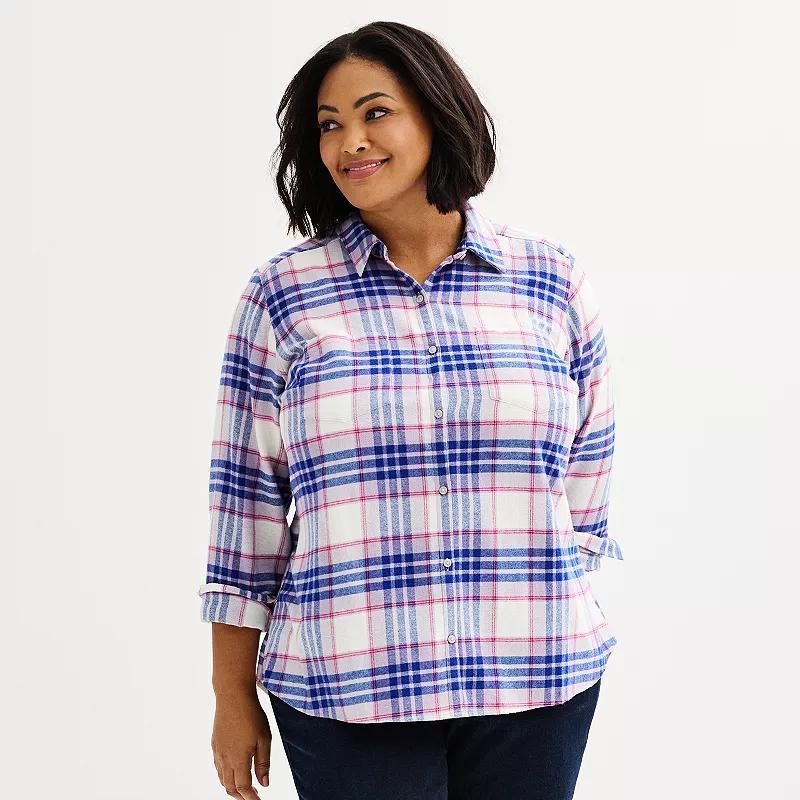 Plus Size Croft & Barrow® The Extra Soft Plaid Flannel Shirt, Women's, Size: 4XL, Purple Fall Plaid Product Image
