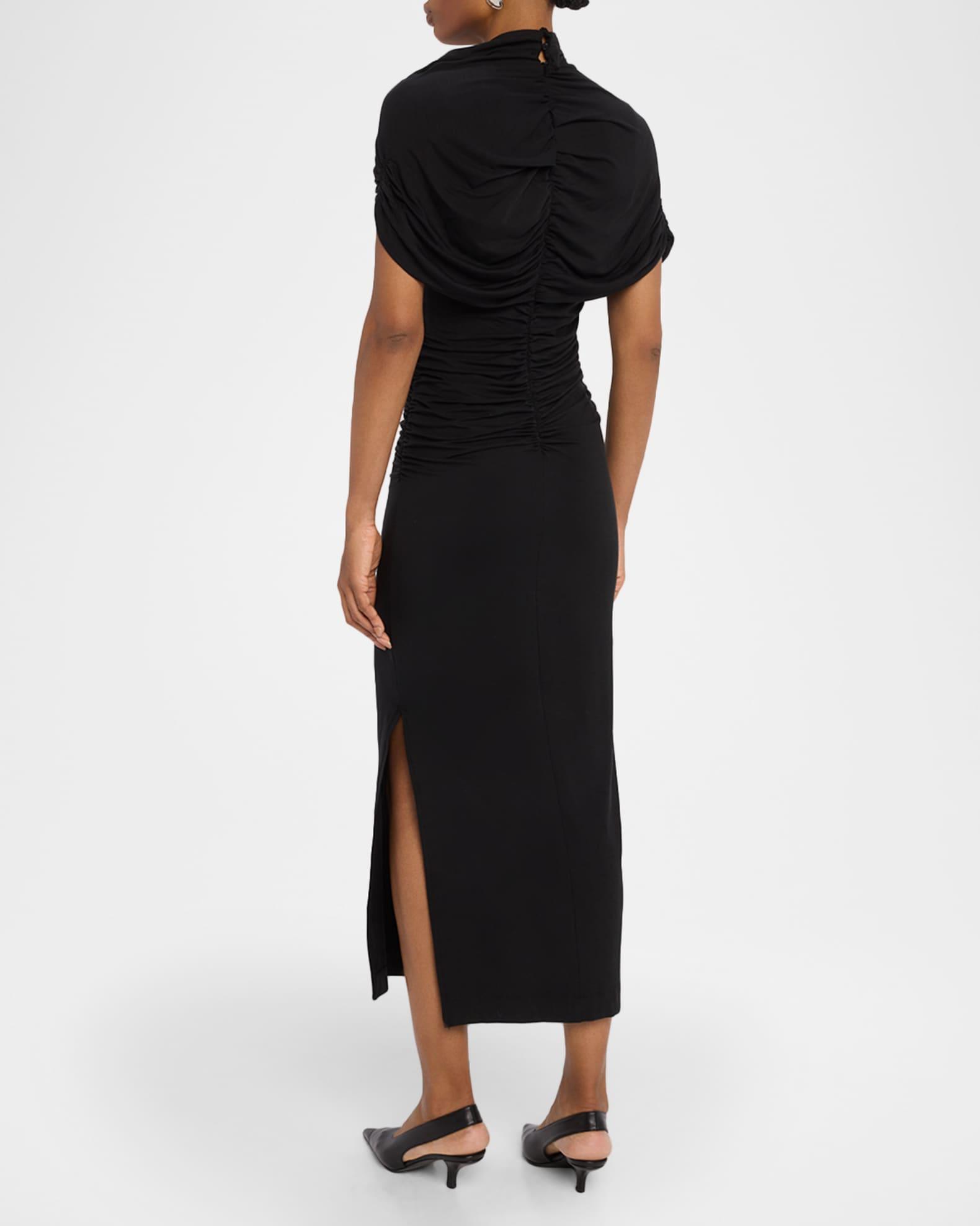 Azure Ruched Mock-Neck Midi Dress Product Image