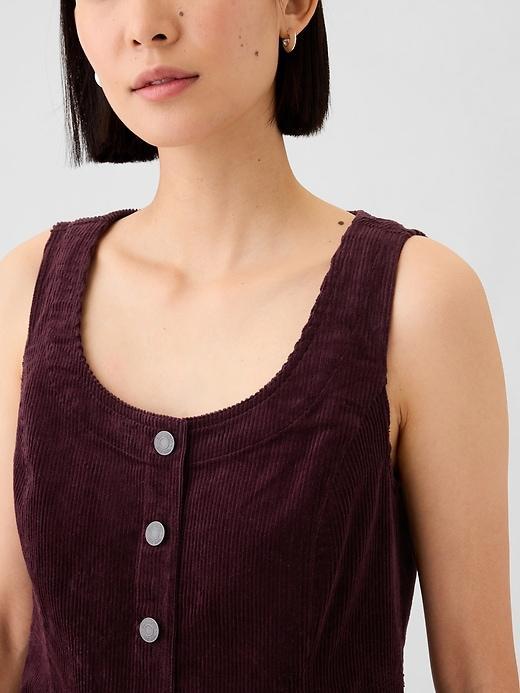 Corduroy Button Mini Dress Product Image