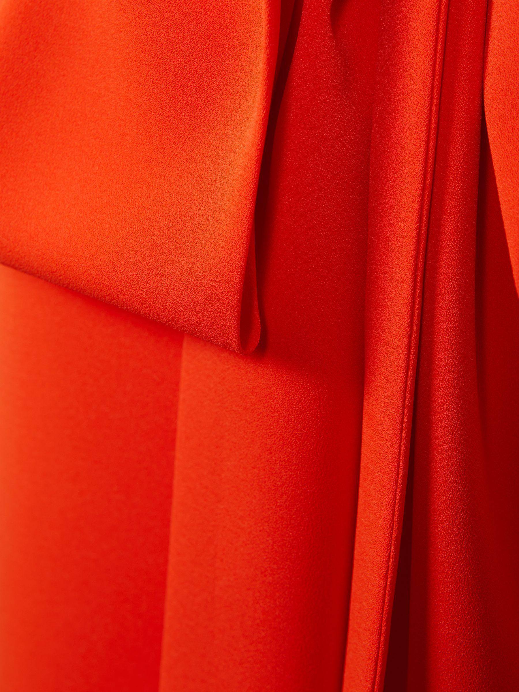 Florere Tie Neck Midi Dress in Bright Orange Product Image