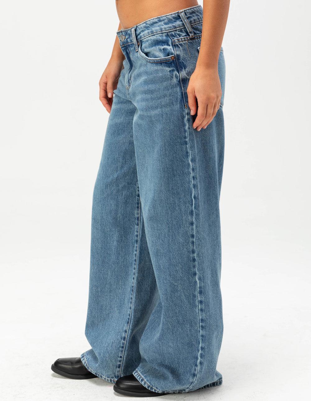 RSQ Womens Mid Rise Wide Leg Jeans - MED BLAST Product Image
