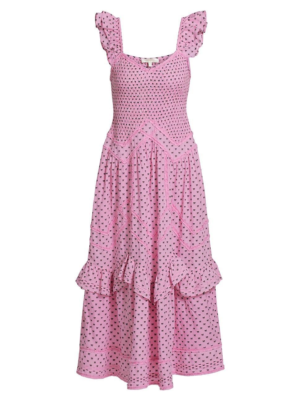 Womens Fringe Bow Cotton Clip Brin Dress Product Image