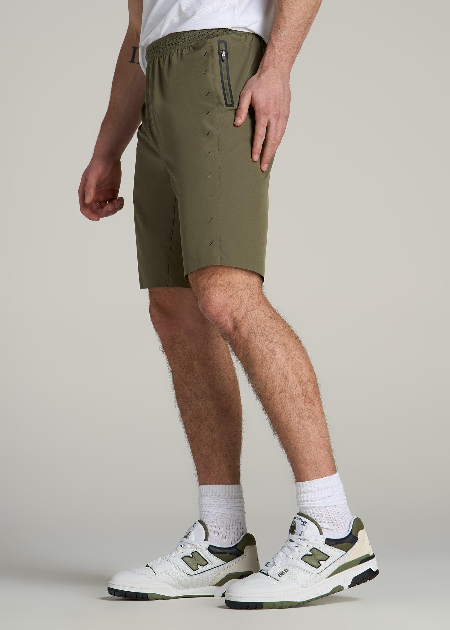 Featherweight Perforated Training Shorts for Tall Men in Black Camo Product Image