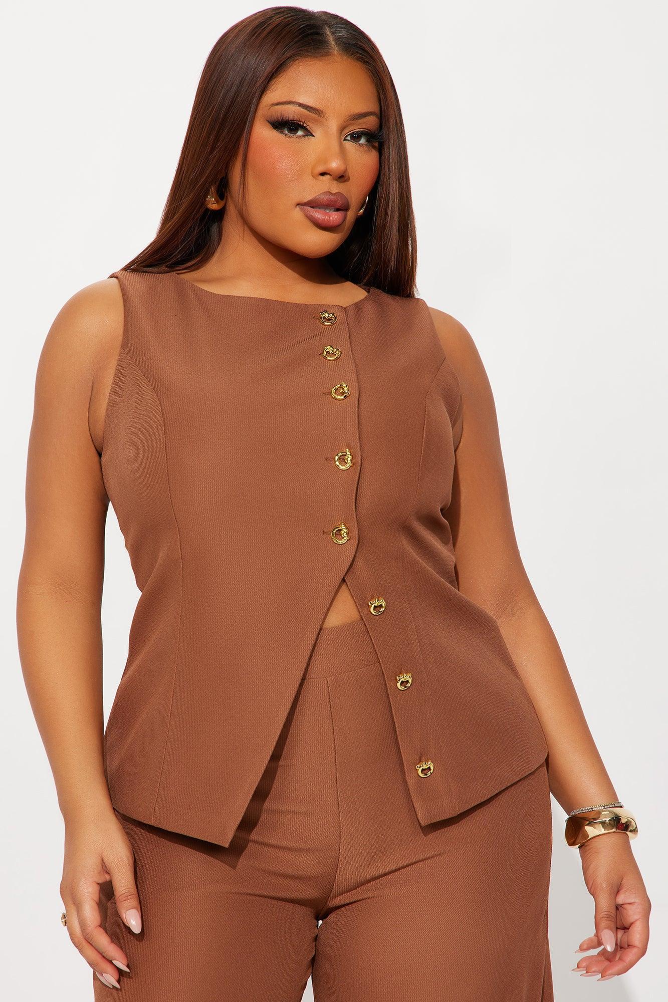 Coline Vest Pant Set - Mocha Product Image