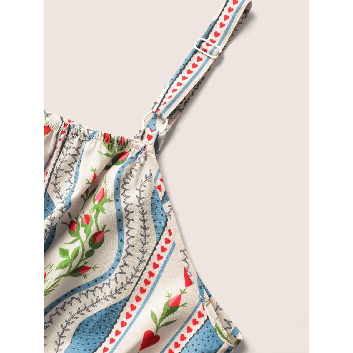 Plus Size Boho Print Split Front Cami Dress Skyblue Women Elegant Slit Non Sleeveless Curvy BloomChic 14-16/1X Product Image