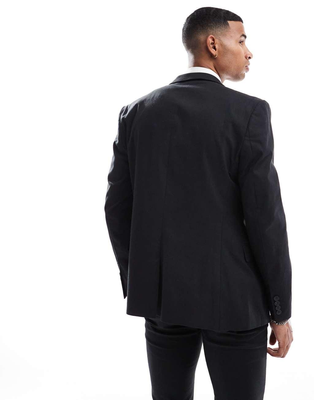 ASOS DESIGN skinny linen mix suit pants Product Image