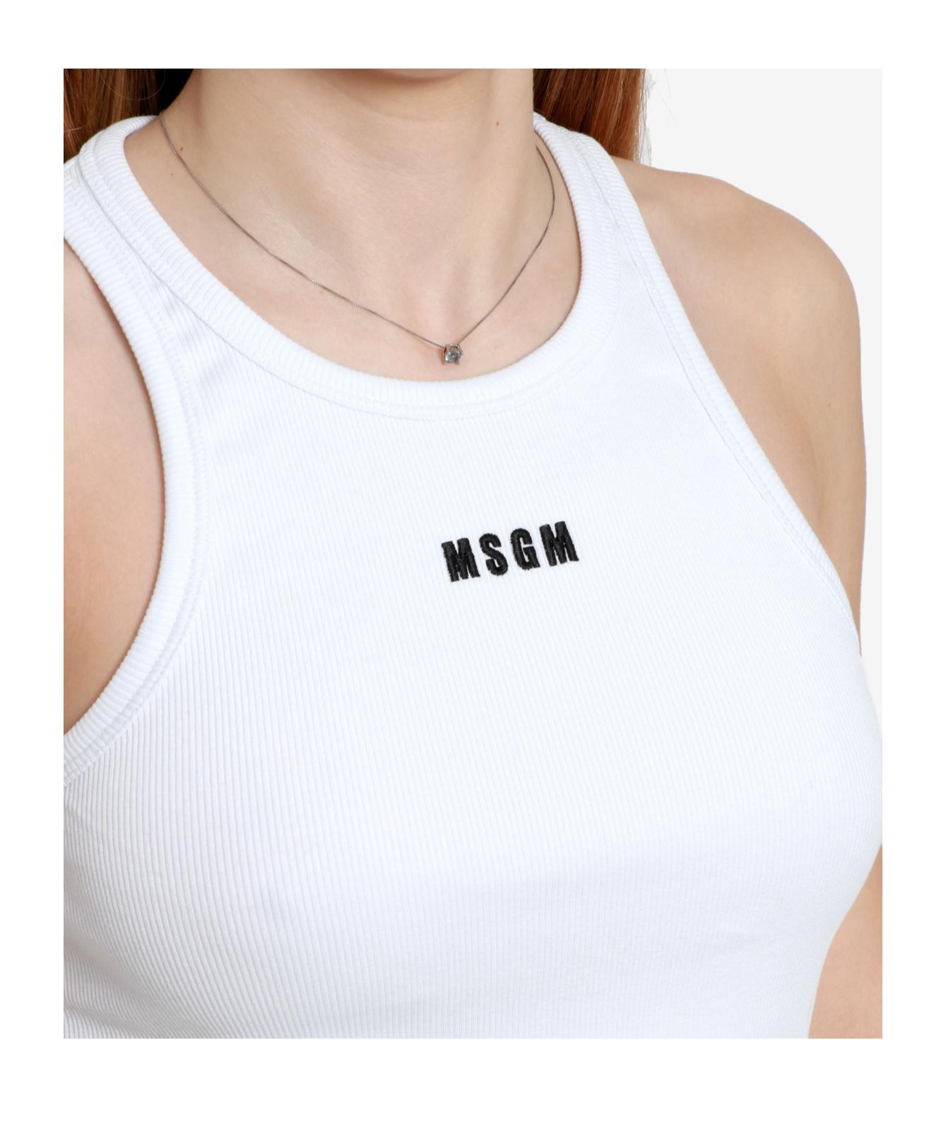 MSGM Cotton Jersey Logo Tank Top In White Product Image