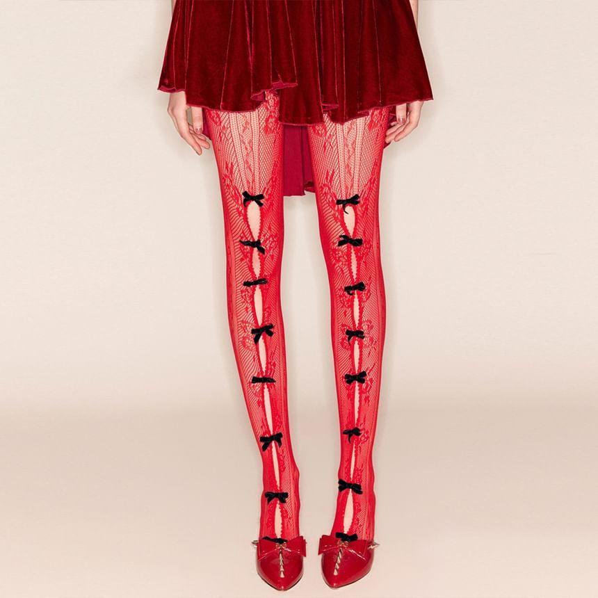 Bow Accent Lace Tights Product Image