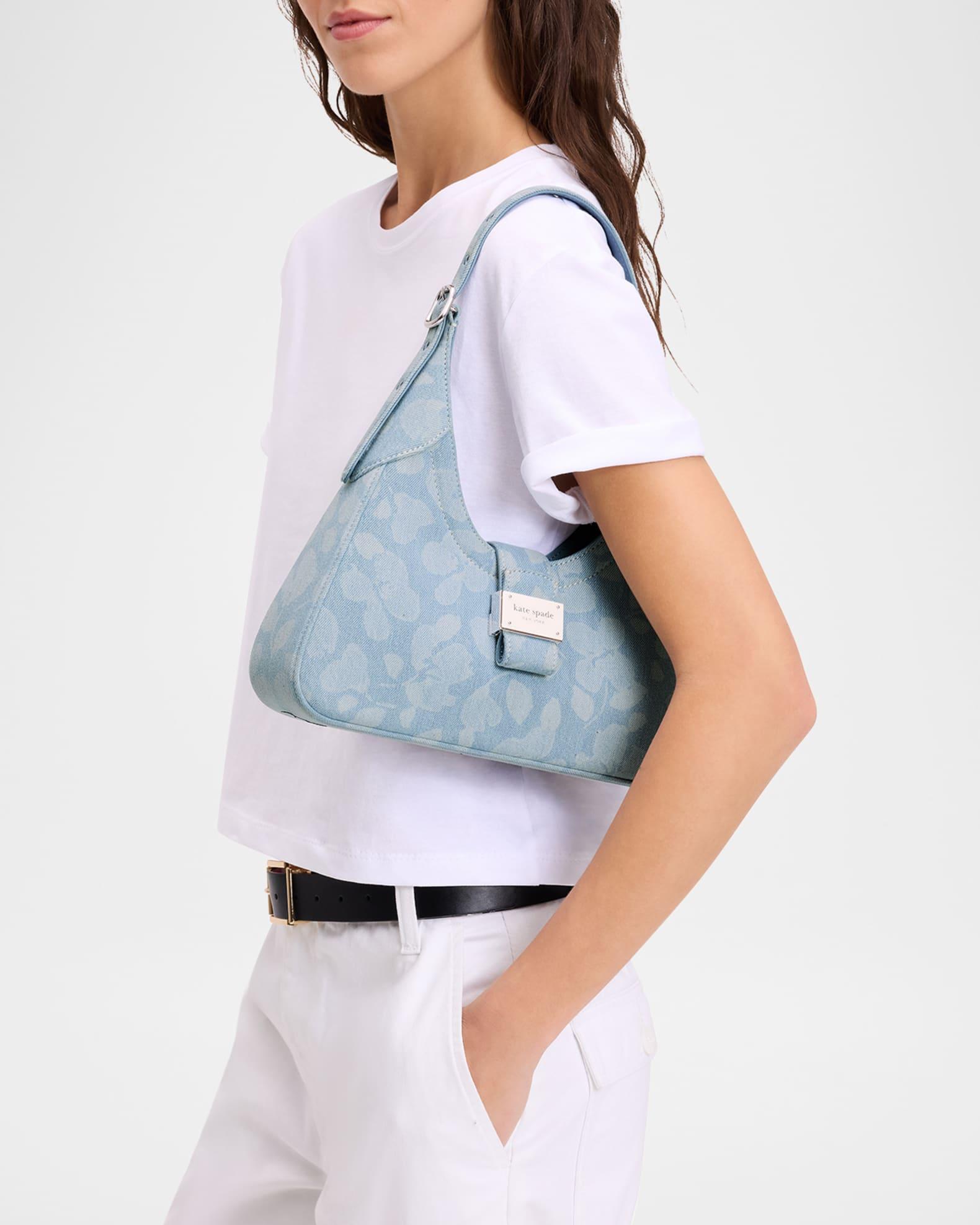 nouveau small floral-print denim shoulder bag Product Image