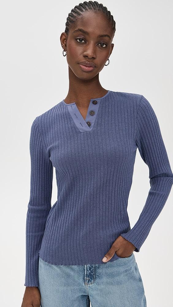 Vince Rib Long Sleeve Henley | Shopbop Product Image
