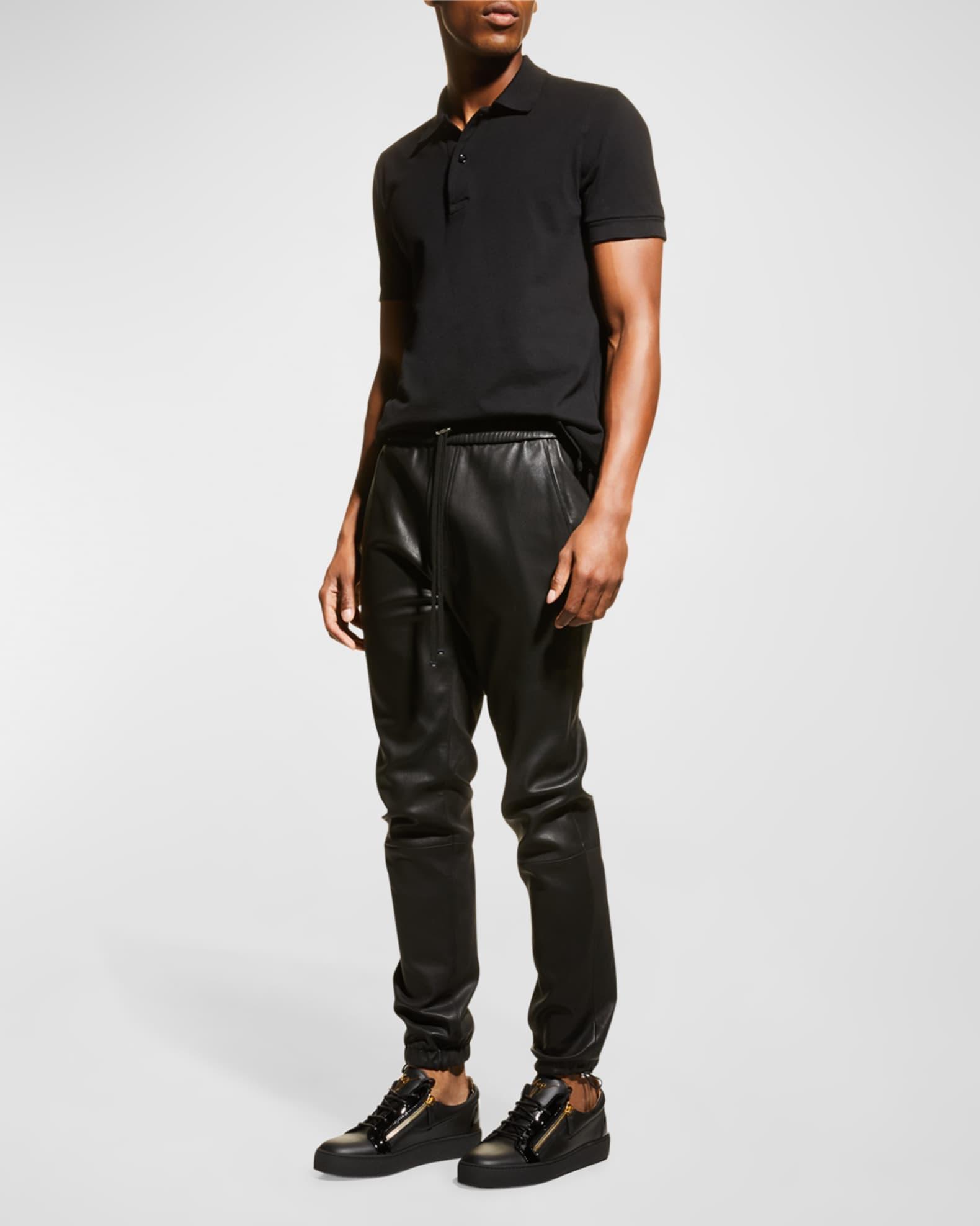 Men's London Double-Zip Leather Low-Top Sneakers Product Image