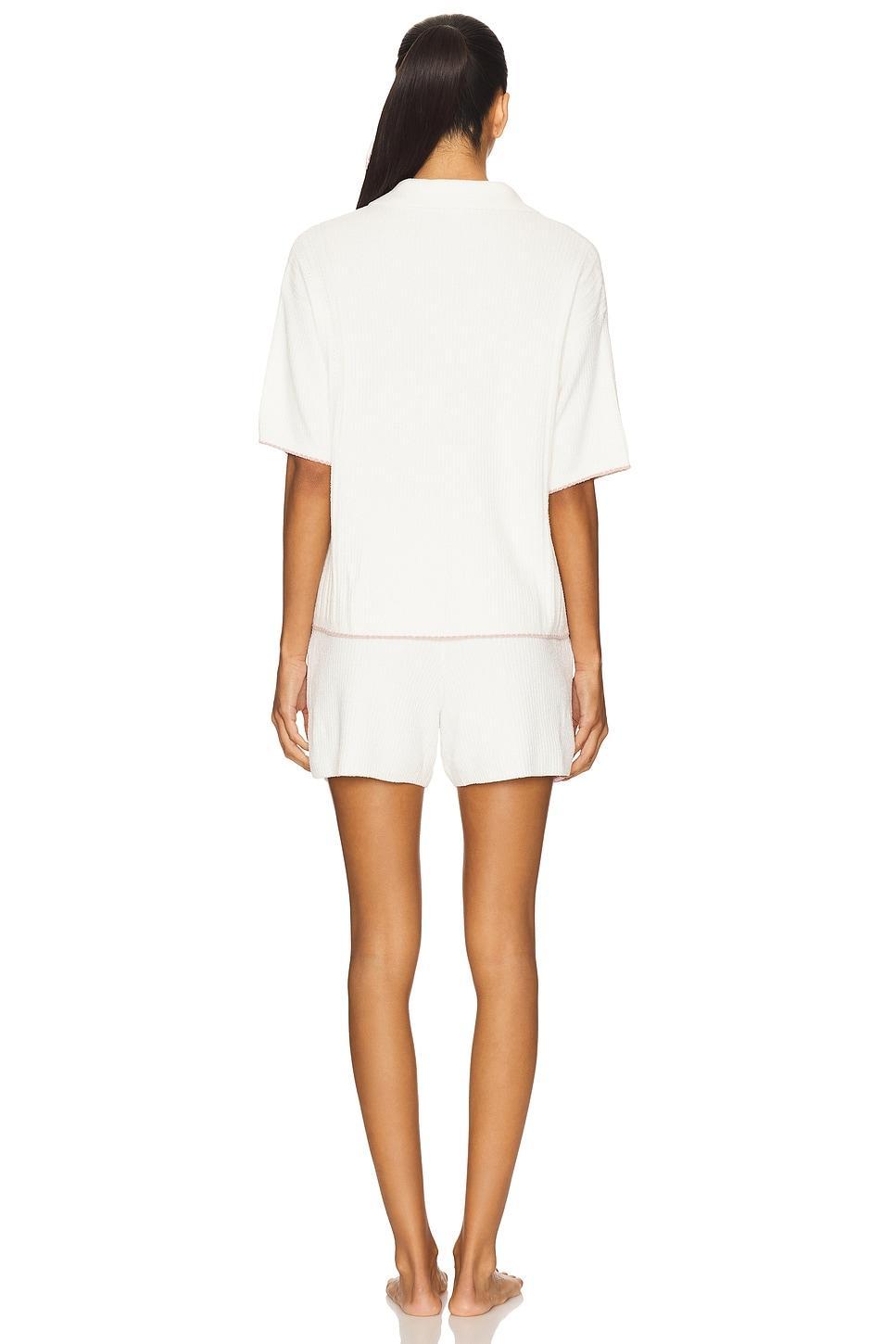 CozyChic Ultra Lite Contrast Scallop Short Sleeve Shirt And Short Set Barefoot Dreams Product Image