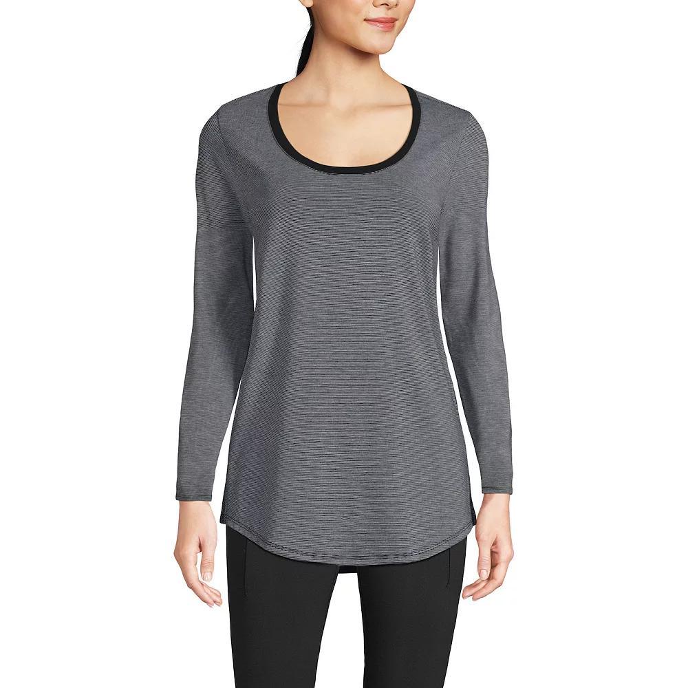 Women's Lands' End Long Sleeve Power Performance Scoop Neck Tunic Tee, Size: XL, Blue Pinstripe Product Image