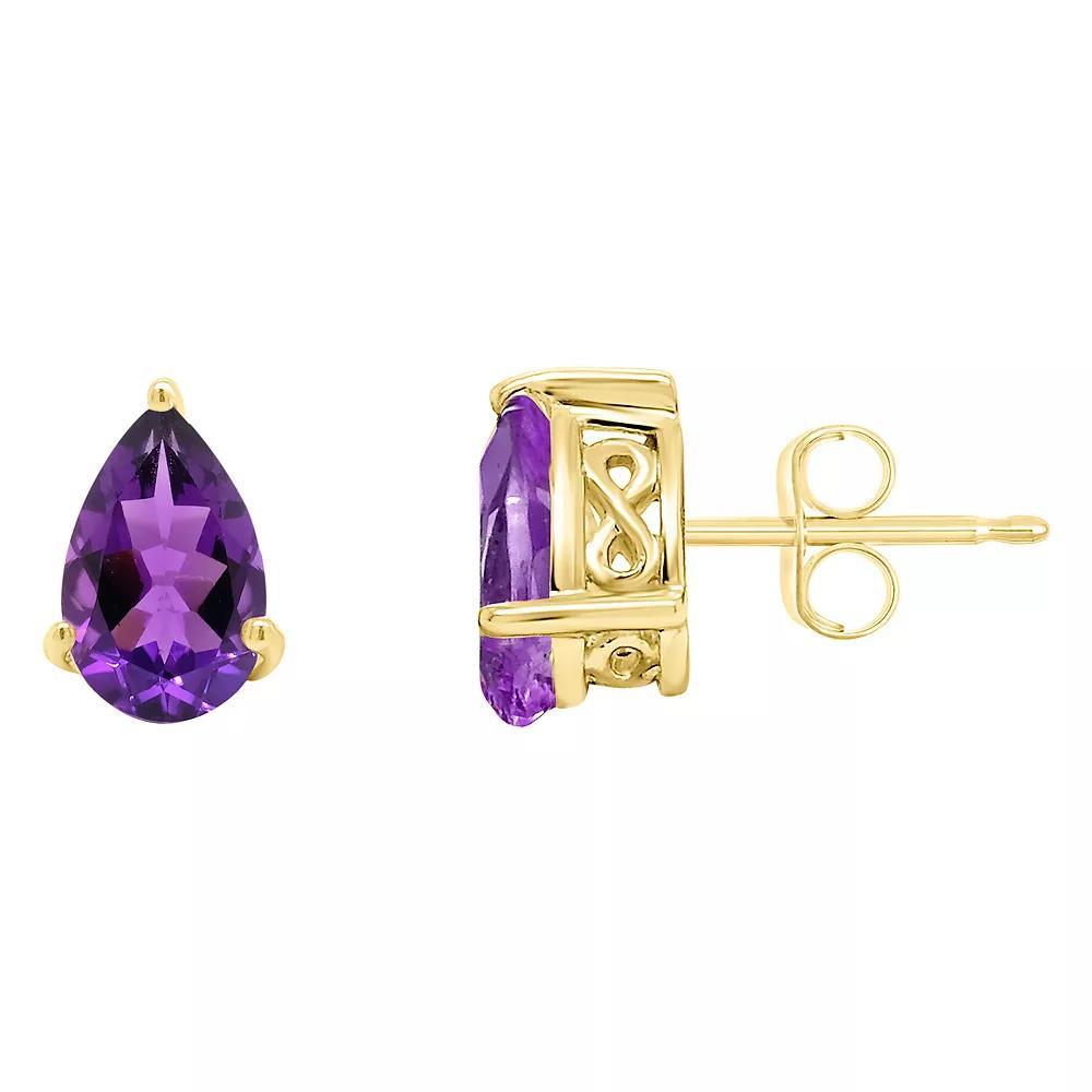 Alyson Layne 14k Gold Pear Cut Amethyst Stud Earrings, Women's, 14k White Gold Product Image