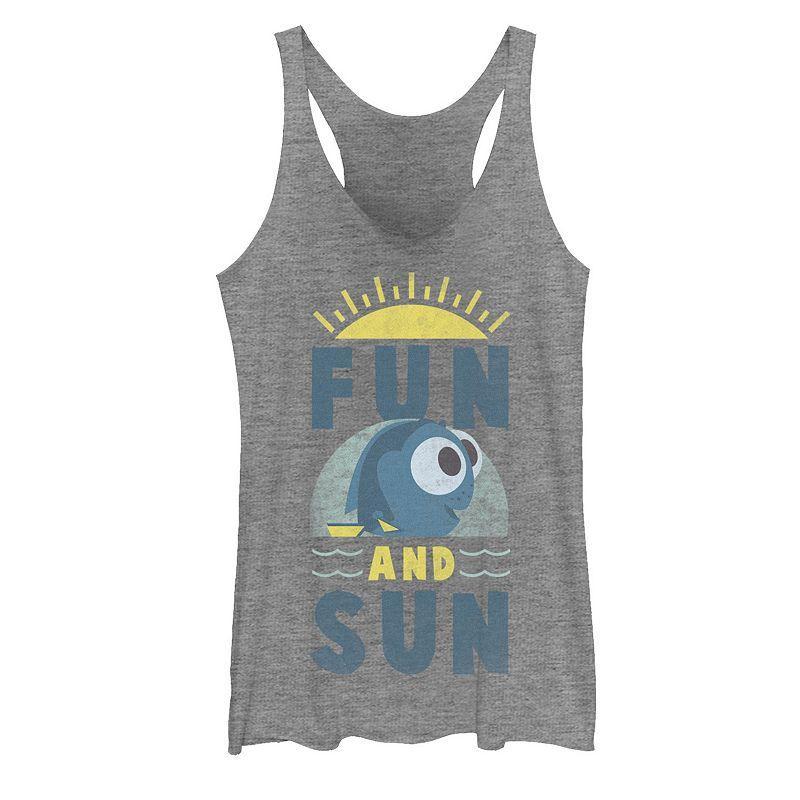 Disney / Pixar's Finding Dory Juniors' Fun & Sun Portrait Graphic Tank Top, Girl's, Size: XS, Gray Grey Product Image