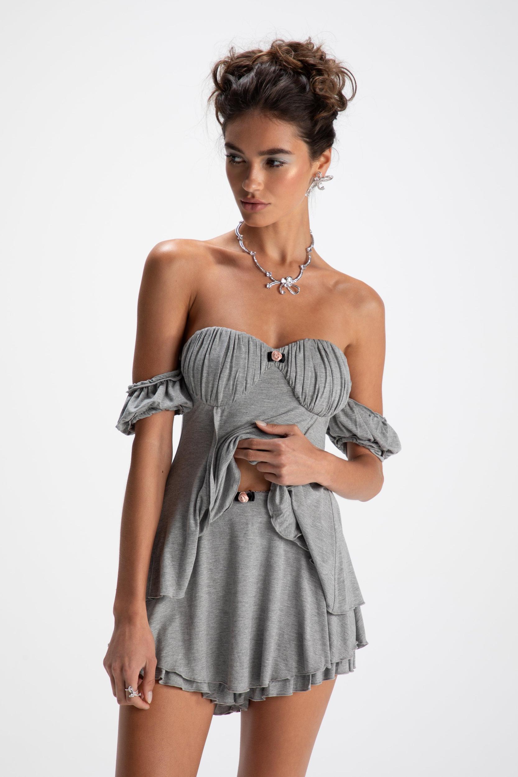 Heidi Top + Skirt (Grey) (Final Sale) Product Image