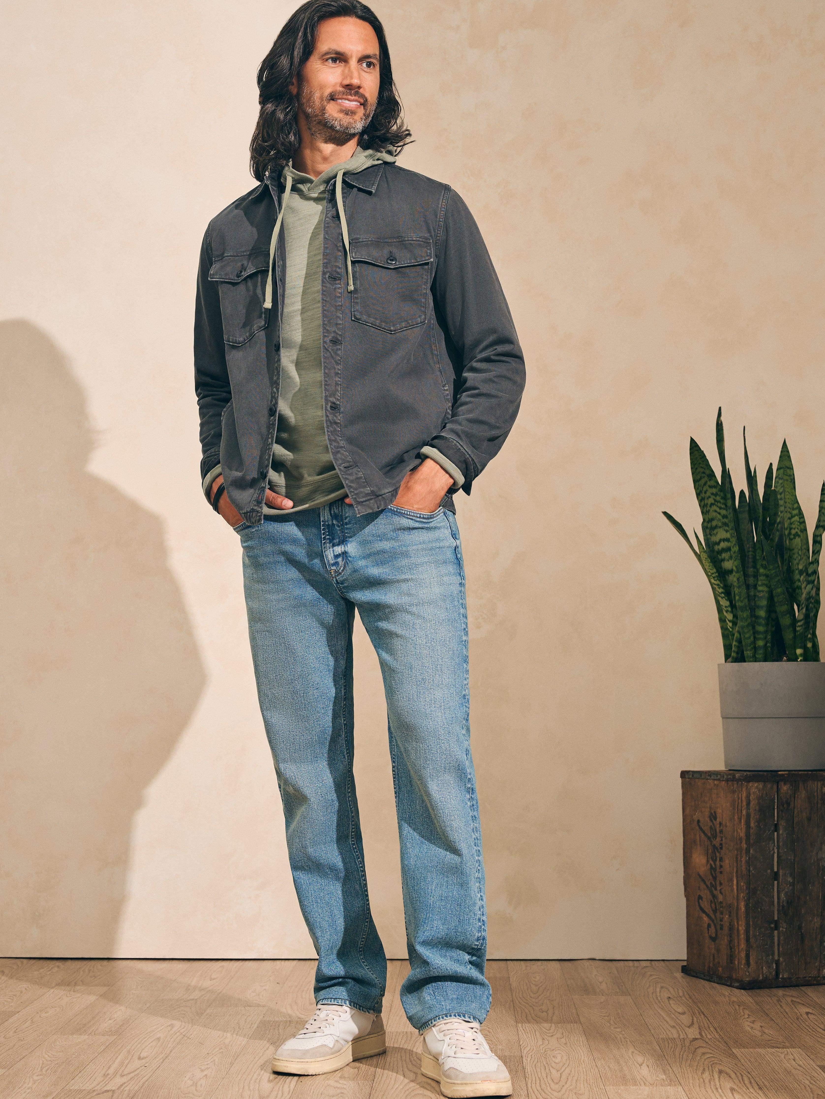 Organic Cotton Slim Straight Denim (32" Inseam) - Sandy Point Wash Male Product Image