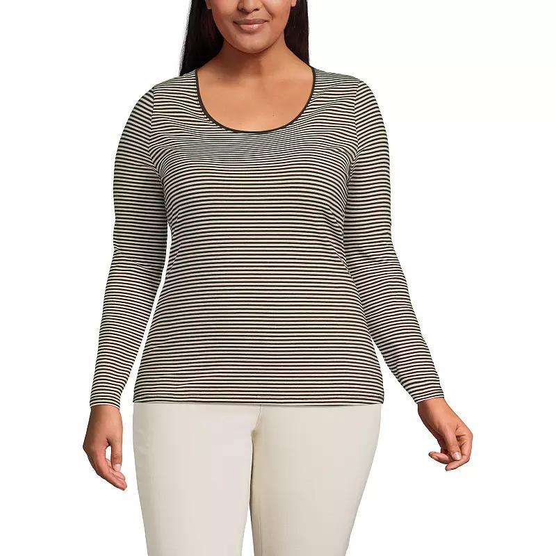 Plus Size Lands' End Lightweight Jersey T-Shirt, Women's, Size: 1XL, Black Product Image