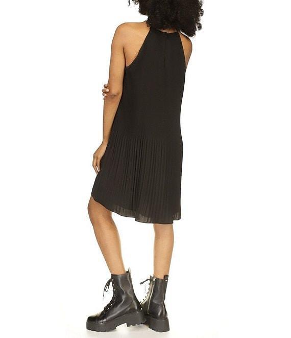 Michael Kors Pleated Halter Neckline Sleeveless Dress Product Image