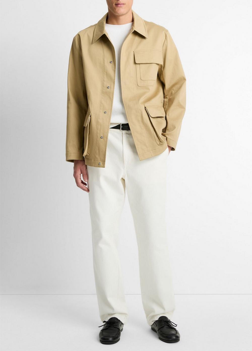 Mens Italian Bonded Cotton Hunting Jacket, Beachwood/olive Leaf, Size XL Vince Product Image