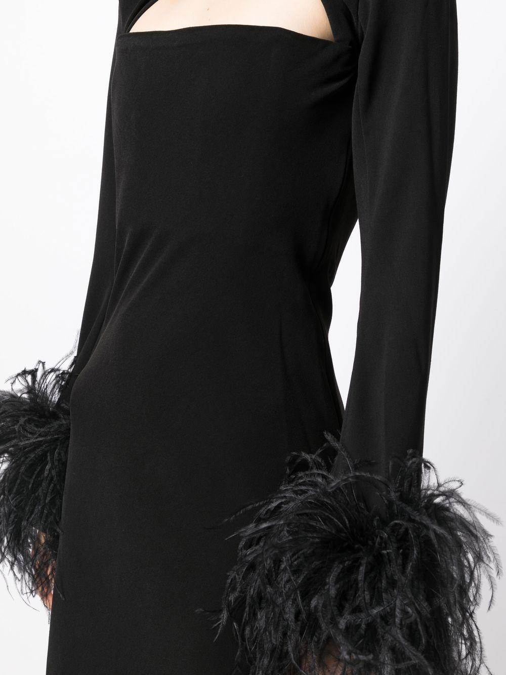 Odessa feather-trim midi dress Product Image