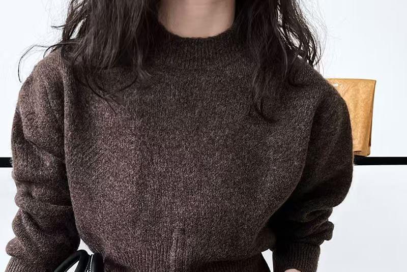 Round Neck Half-Zip Sweater Product Image