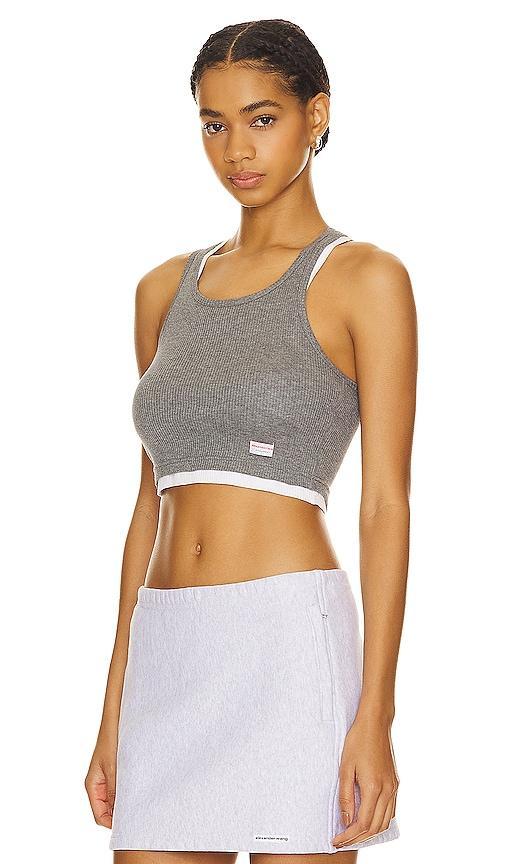 Alexander Wang Cotton Cropped Racerback Tank Top Product Image