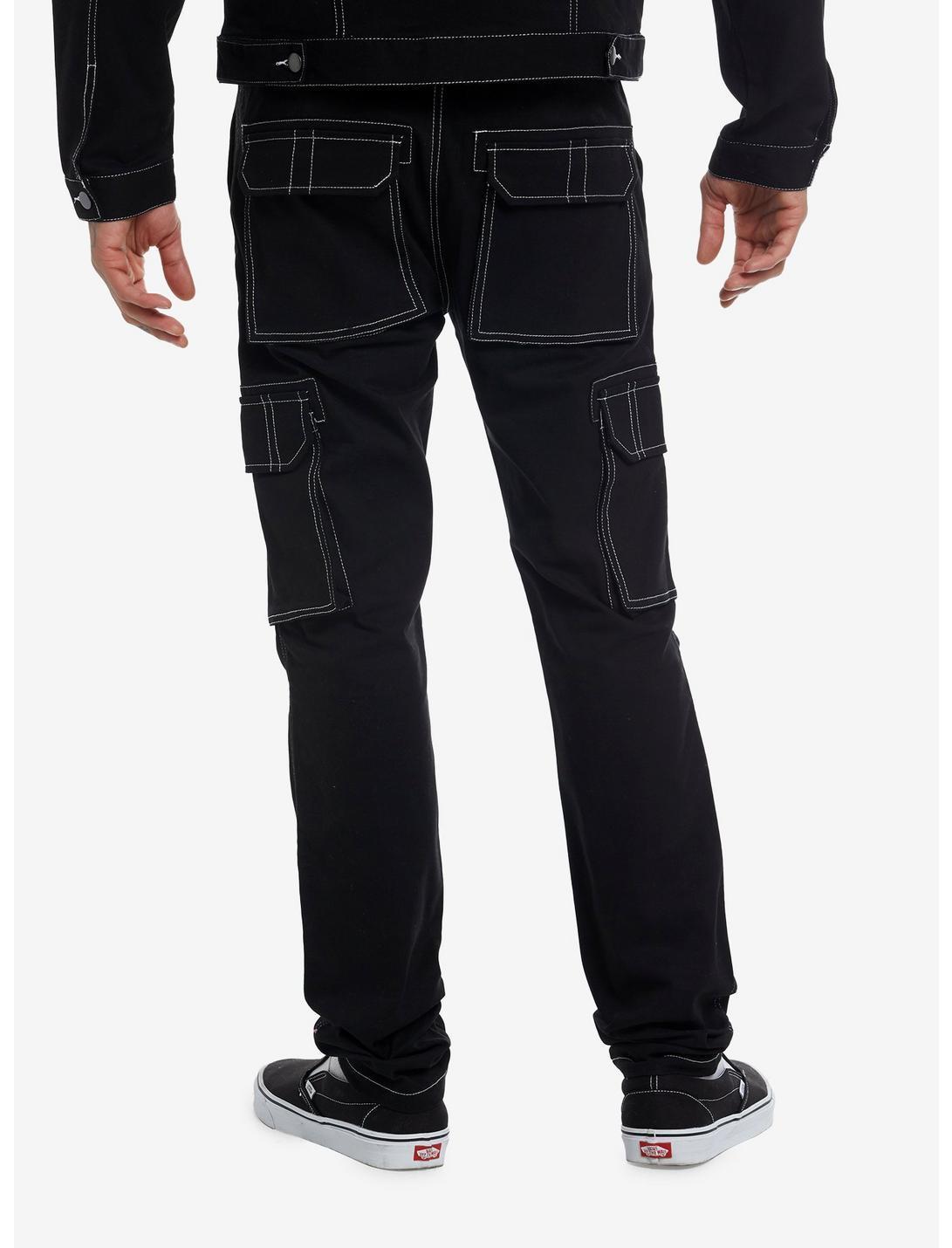 Black & White Contrast Stitch Cargo Pants Product Image