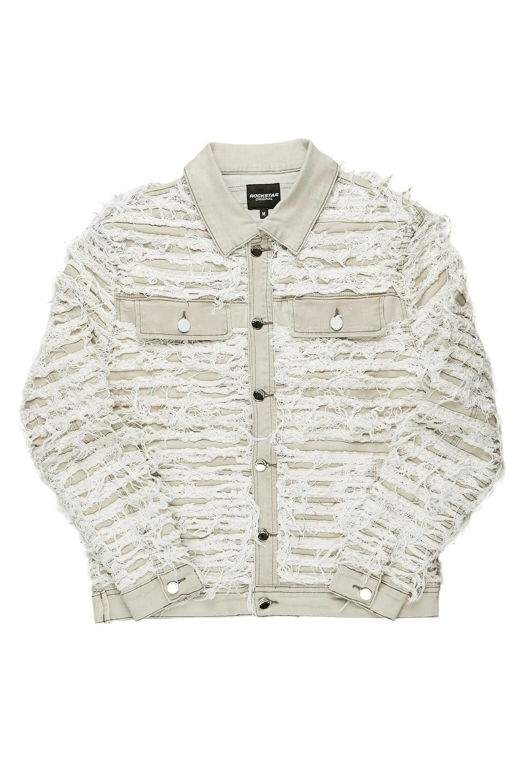 Ayan Grey Distressed Denim Jacket Male Product Image