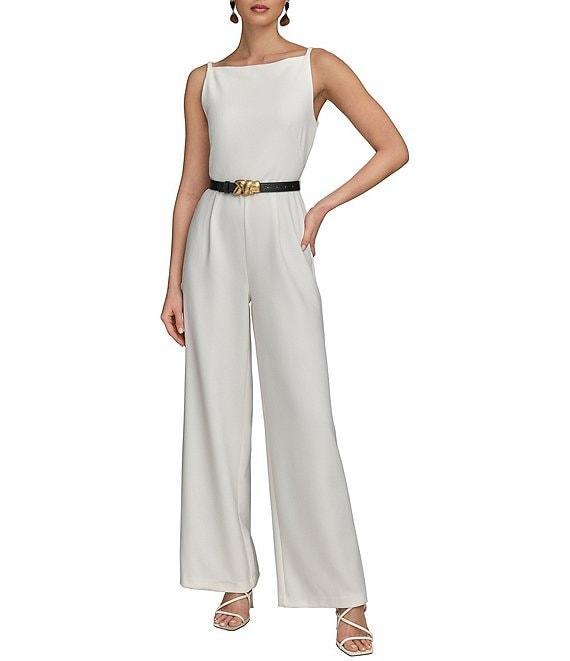Donna Karan Sleeveless Square Neck Belted Jumpsuit Product Image