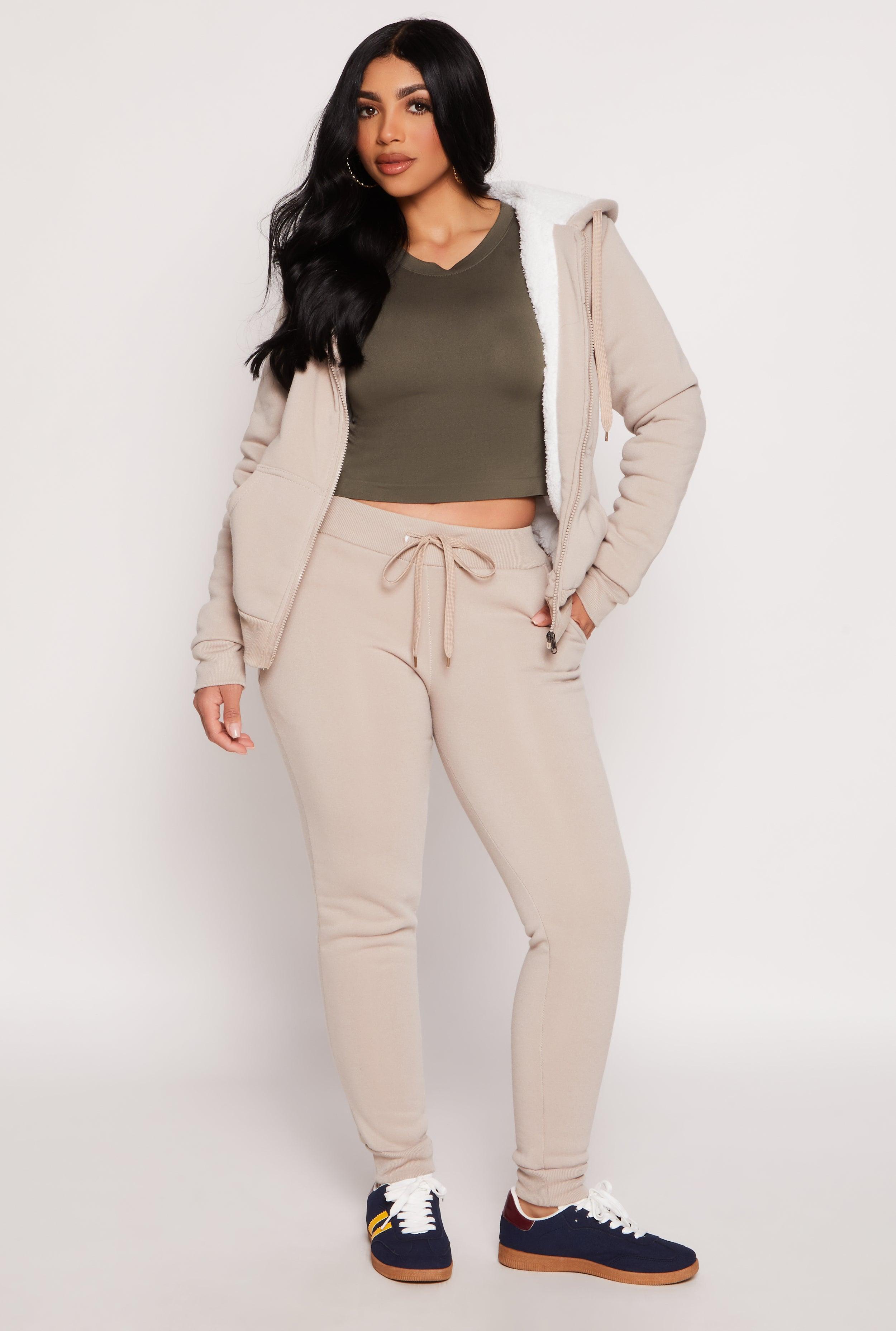 Womens Fleece Drawstring Pocket Joggers Product Image