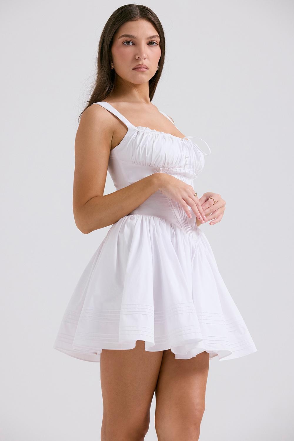 Natassia White Cotton Mini Dress Product Image