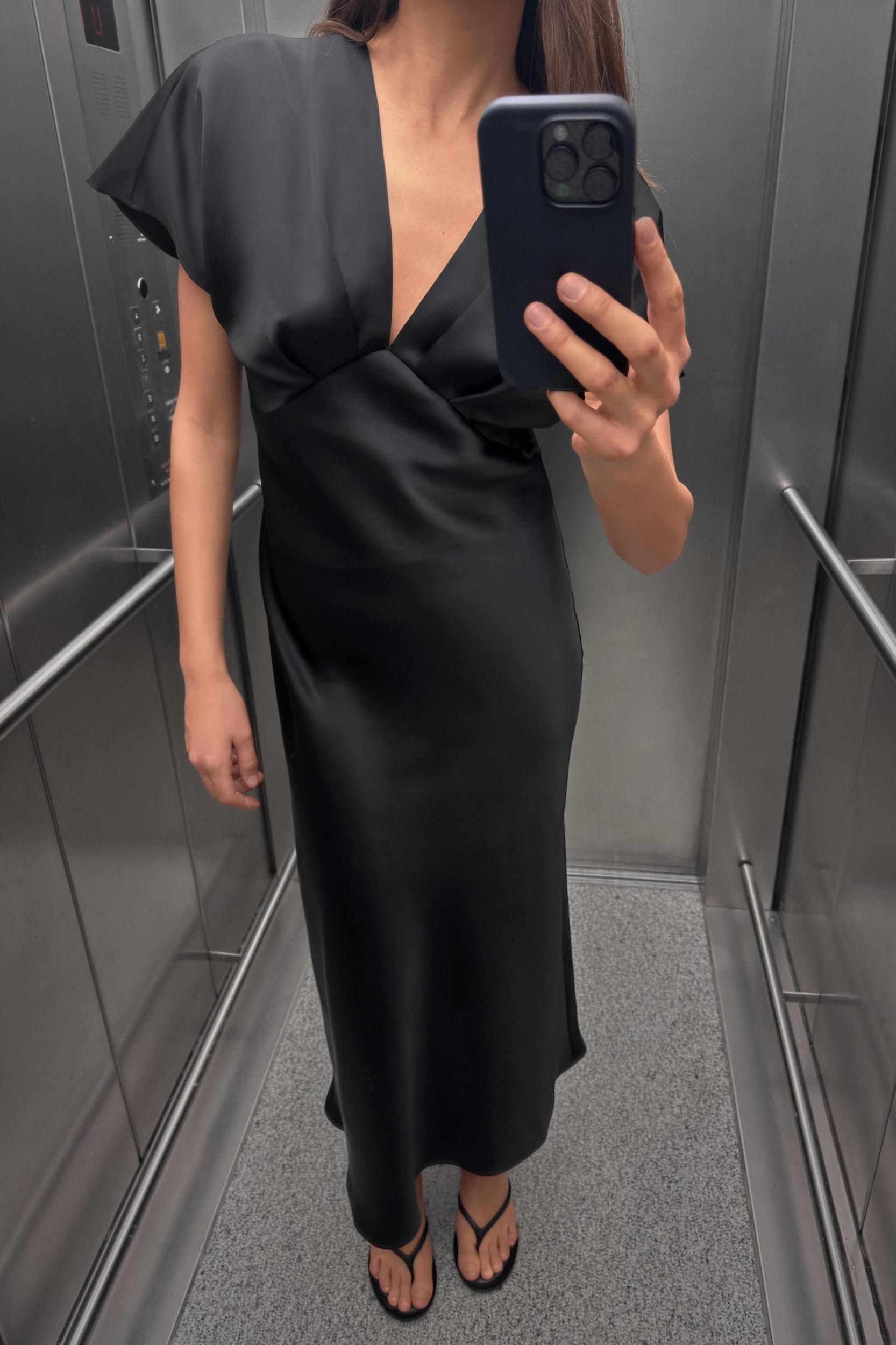 SATIN EFFECT MIDI DRESS Product Image