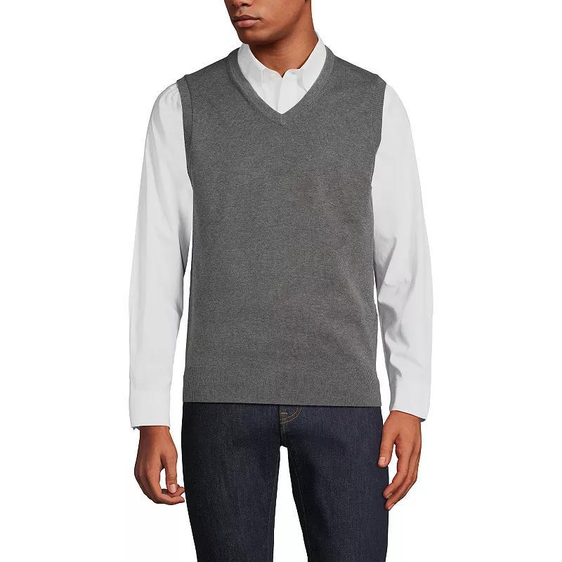 Big & Tall Lands' End Fine Gauge Cotton Vest, Men's, Size: Medium Tall, Radiant Blue Product Image