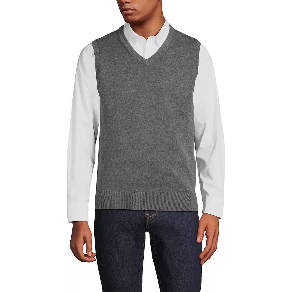 Big & Tall Lands' End Fine Gauge Cotton Vest, Men's, Size: Medium Tall, Radiant Blue Product Image