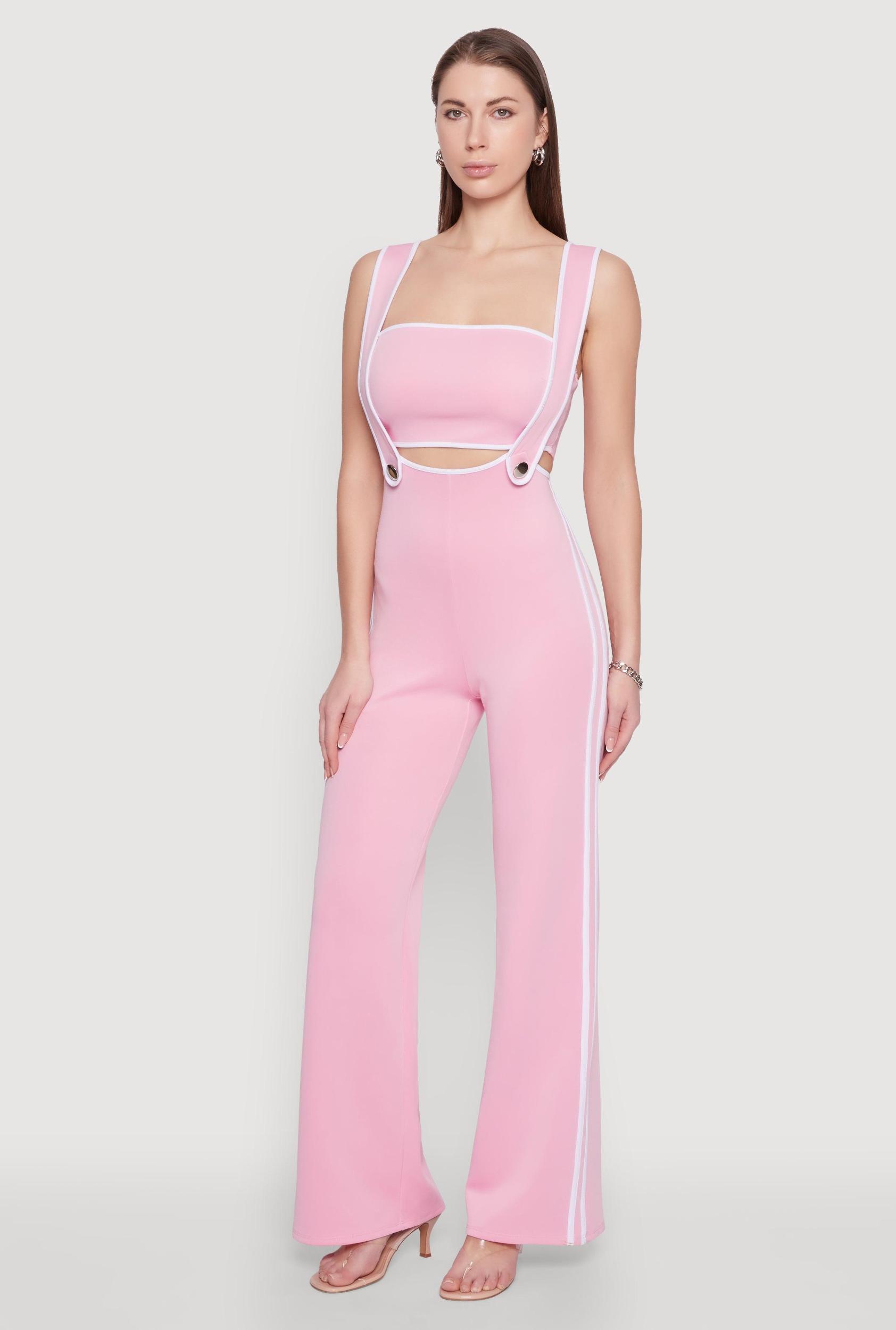 Womens Contrast Trim Suspender Pants with Bandeau Top Product Image
