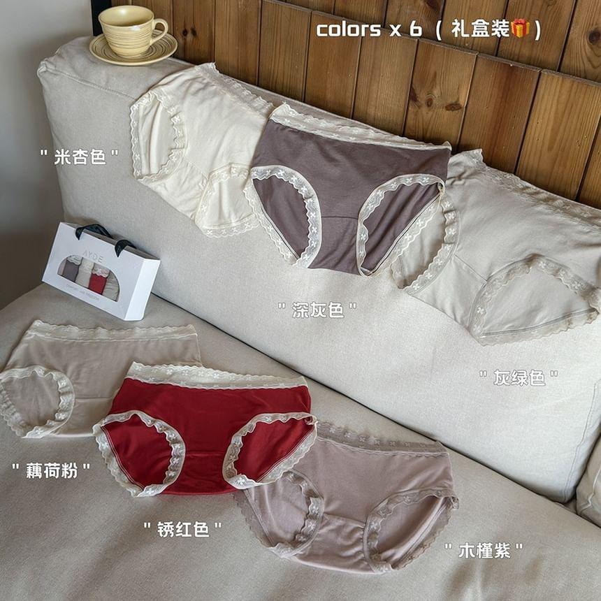 Plain Lace Trim Panties Product Image