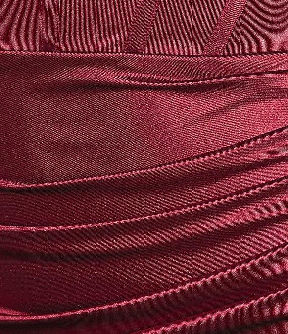 Honey and Rosie Sateen V-Neck Sleeveless Lace Up Back Pleated Dress Product Image