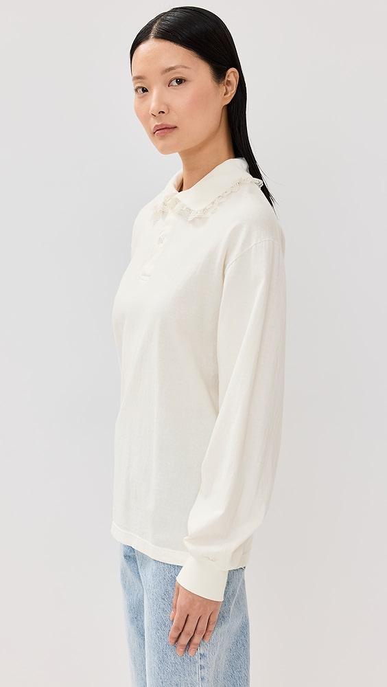 Tanner Fletcher Cletus Lace Trim Long Sleeve Polo | Shopbop Product Image