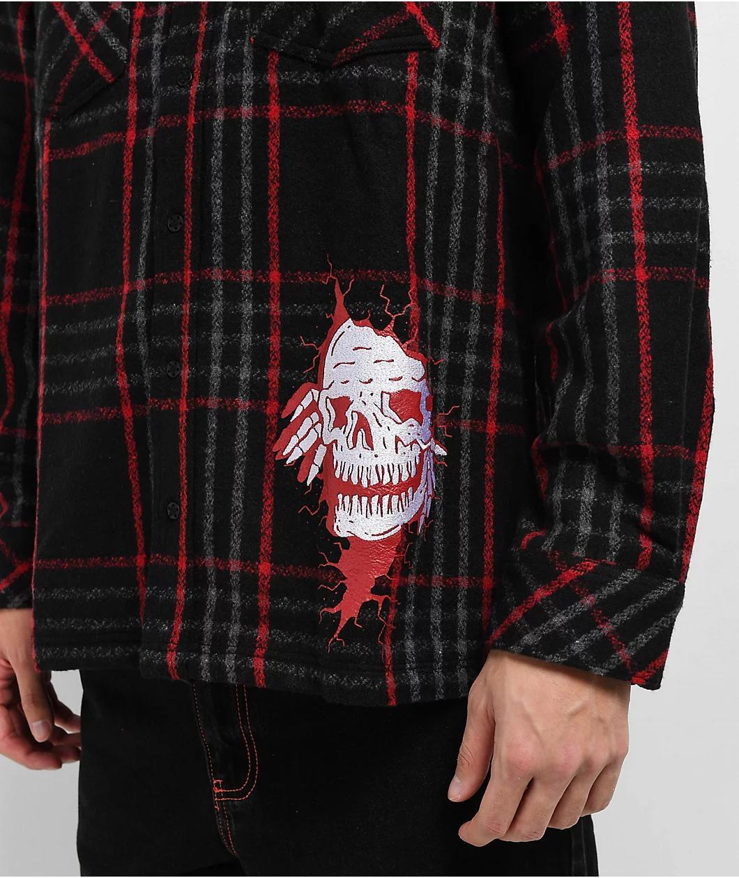 Lurking Class by Sketchy Tank Cracked Red Flannel Shirt Product Image