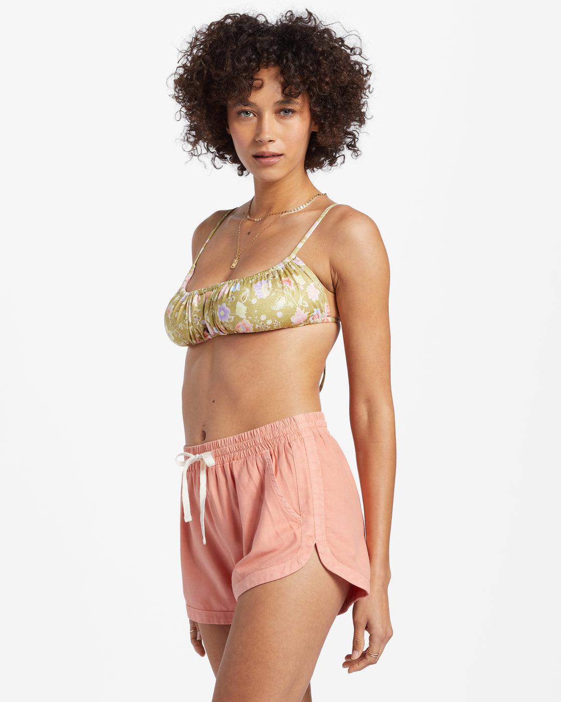 Road Trippin Elastic Waist Shorts - Sweet Peach Female Product Image