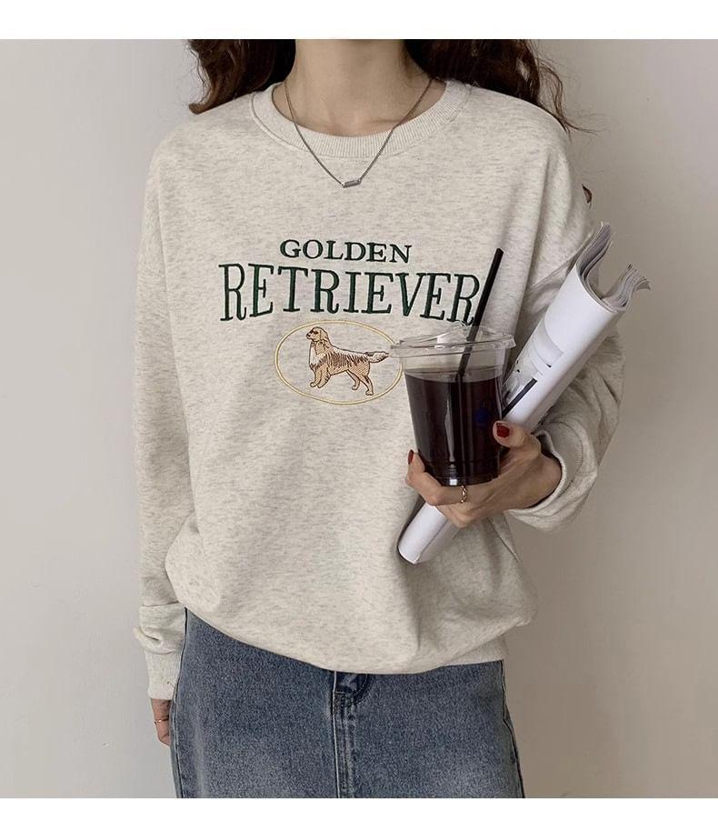 Long Sleeve Lettering Print Loose-Fit Sweatshirt Product Image