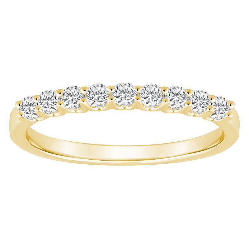 Alyson Layne 14k Gold 1/4 Carat T.W. Diamond 9-Stone Wedding Ring, Women's, Size: 5.50, Pink Product Image