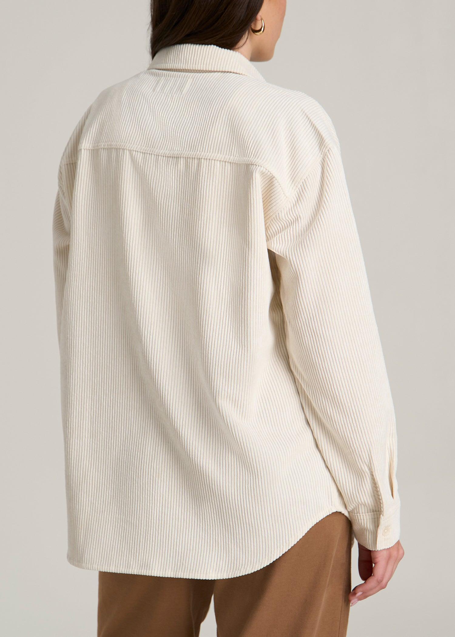 Corduroy Button Shirt for Tall Women in White Alyssum Product Image